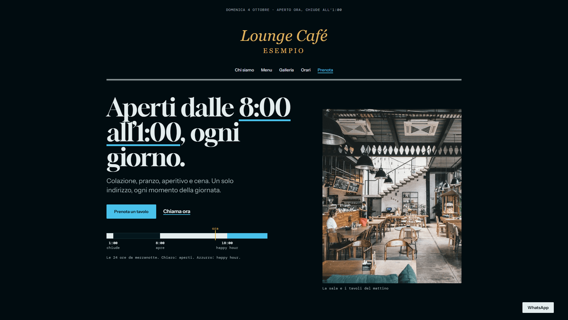 Anteprima del sito di esempio: Lounge Café Esempio