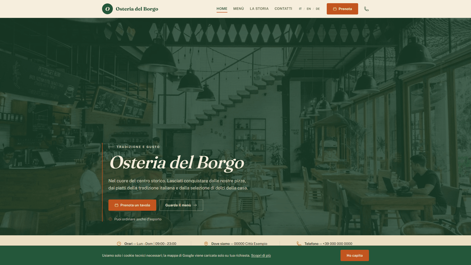 Anteprima del sito di esempio: Osteria del Borgo